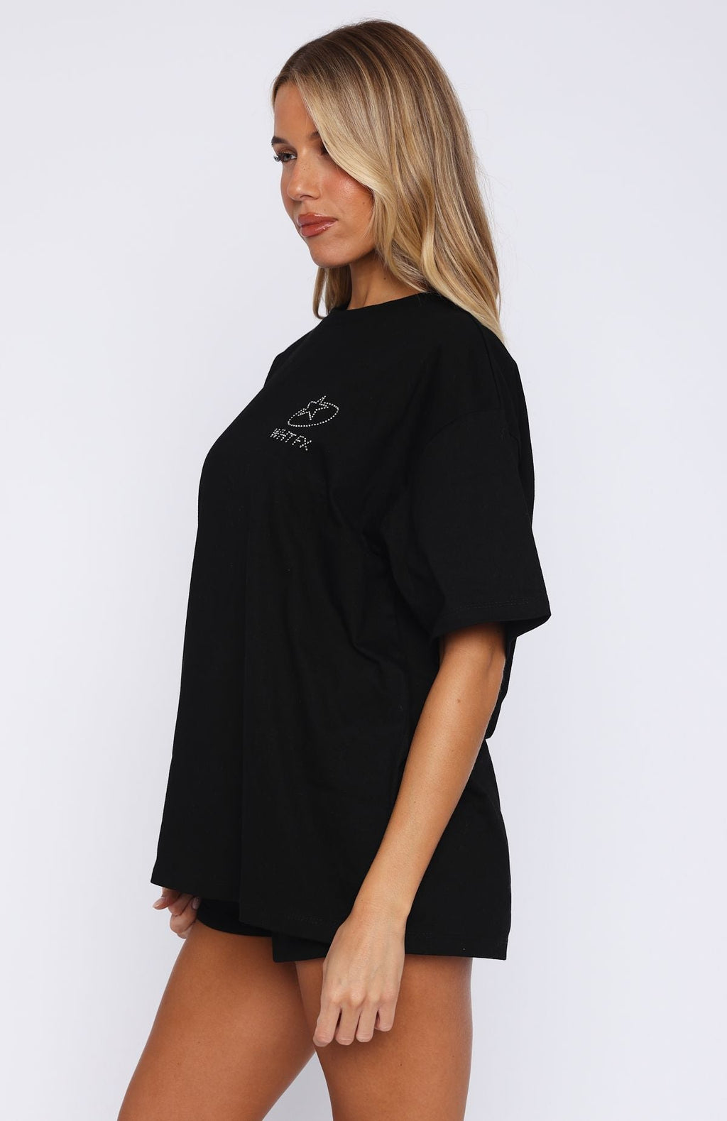 White Fox Always Shining Oversized Tee Black