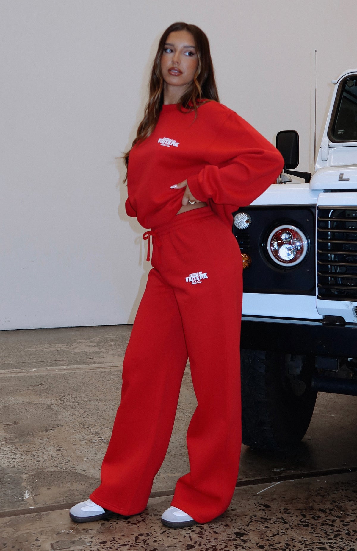 White Fox Capsule 9 Rodeo Crew Wide Leg Sweatpants Red