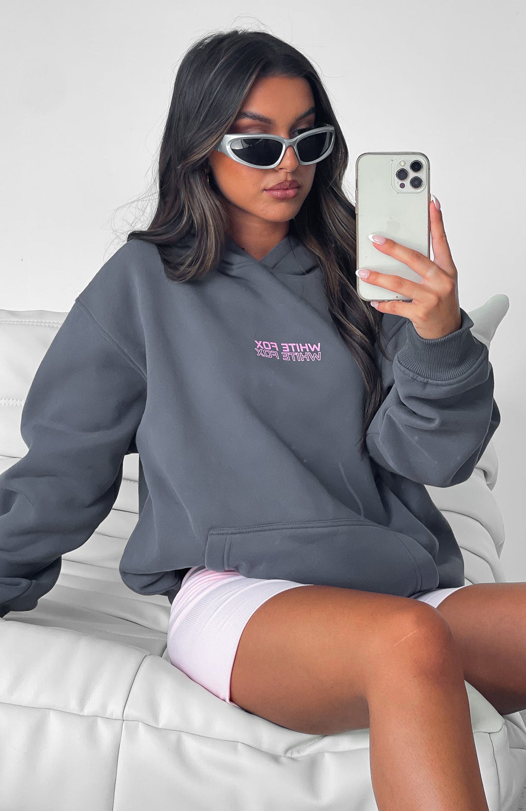 White Fox In Transit Oversized Hoodie Volcanic