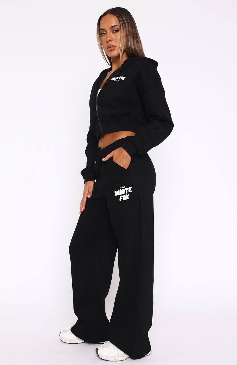 White Fox Offstage Wide Leg Sweatpants Monochrome