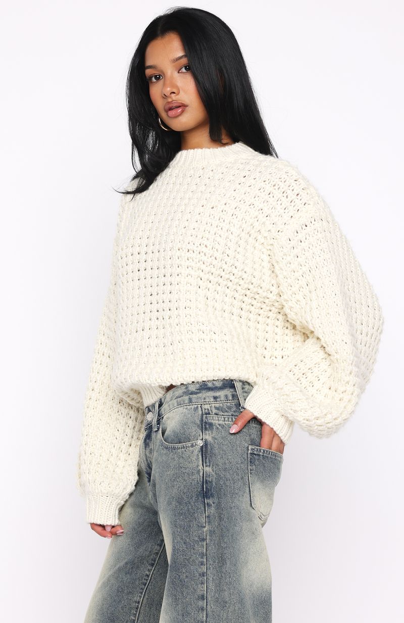 White Fox Pure Comfort Knit Sweater Cream