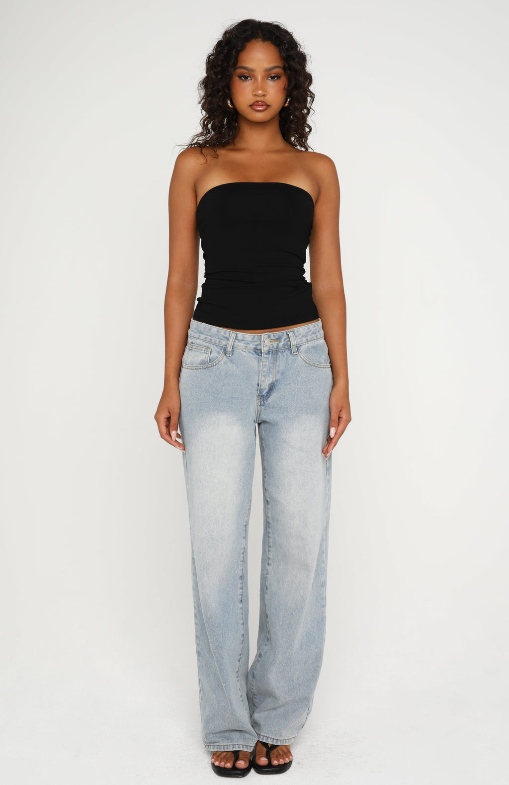 White Fox Tiny Drama Strapless Top Black