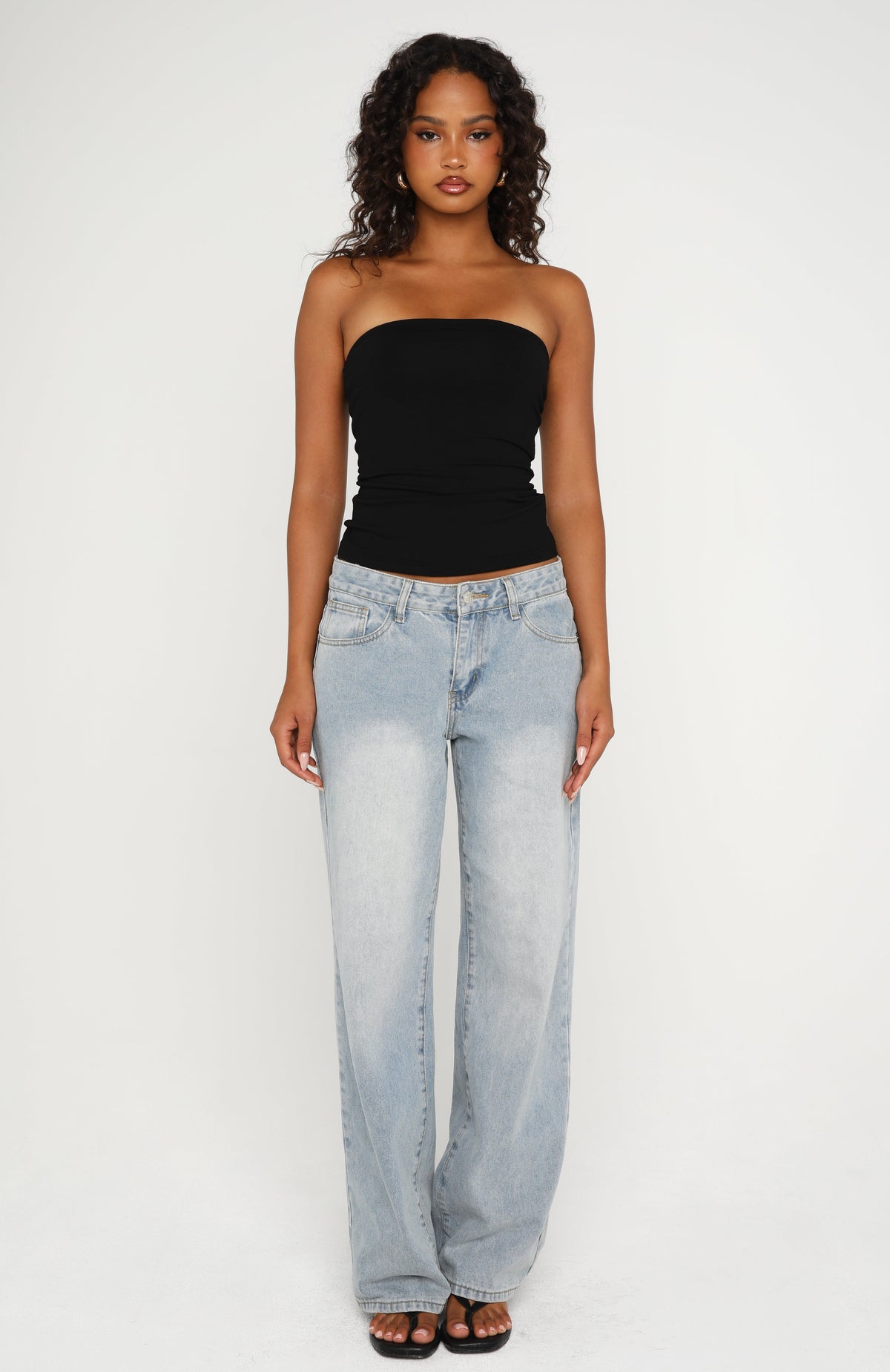 White Fox Tiny Drama Strapless Top Black