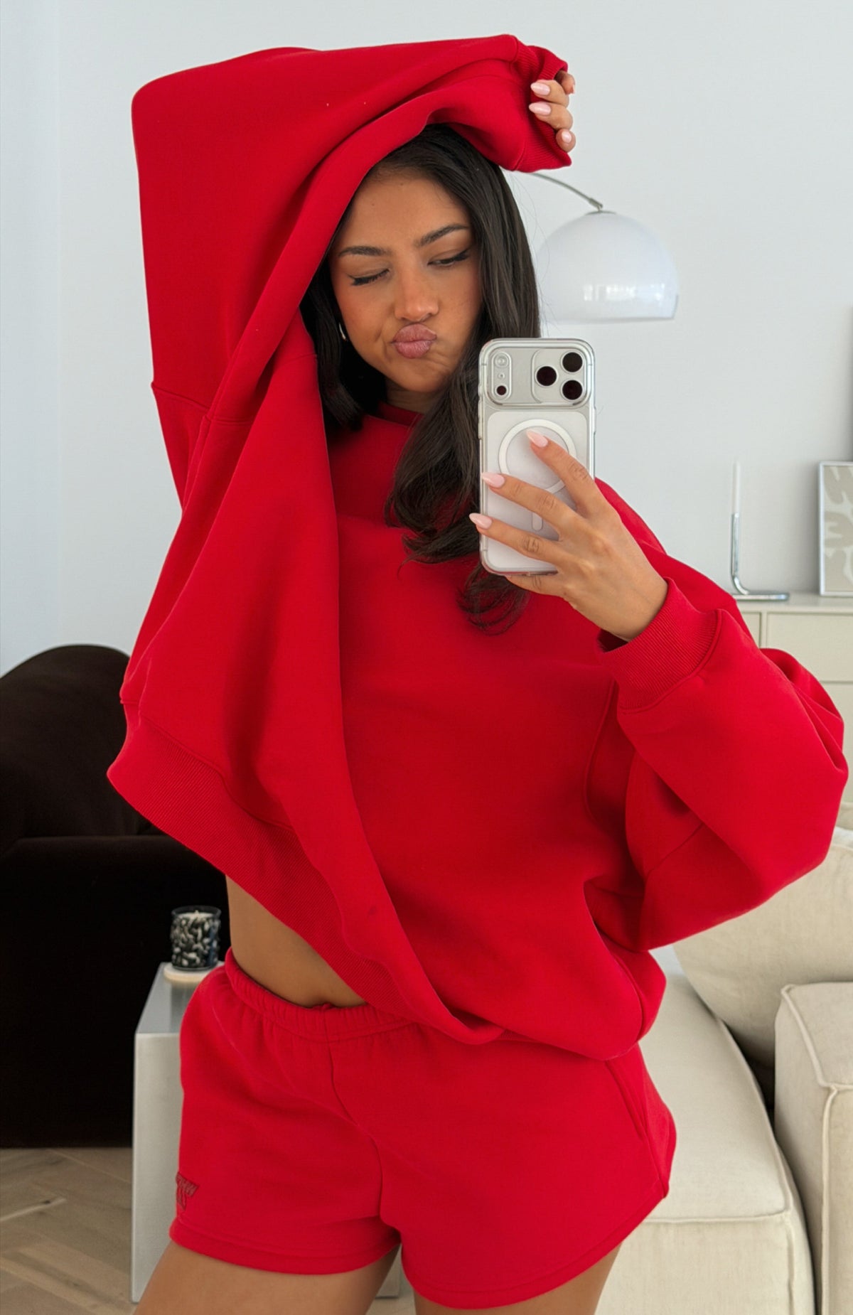 White Fox Studio 17 Raven Oversized Drop Shoulder Sweater Red