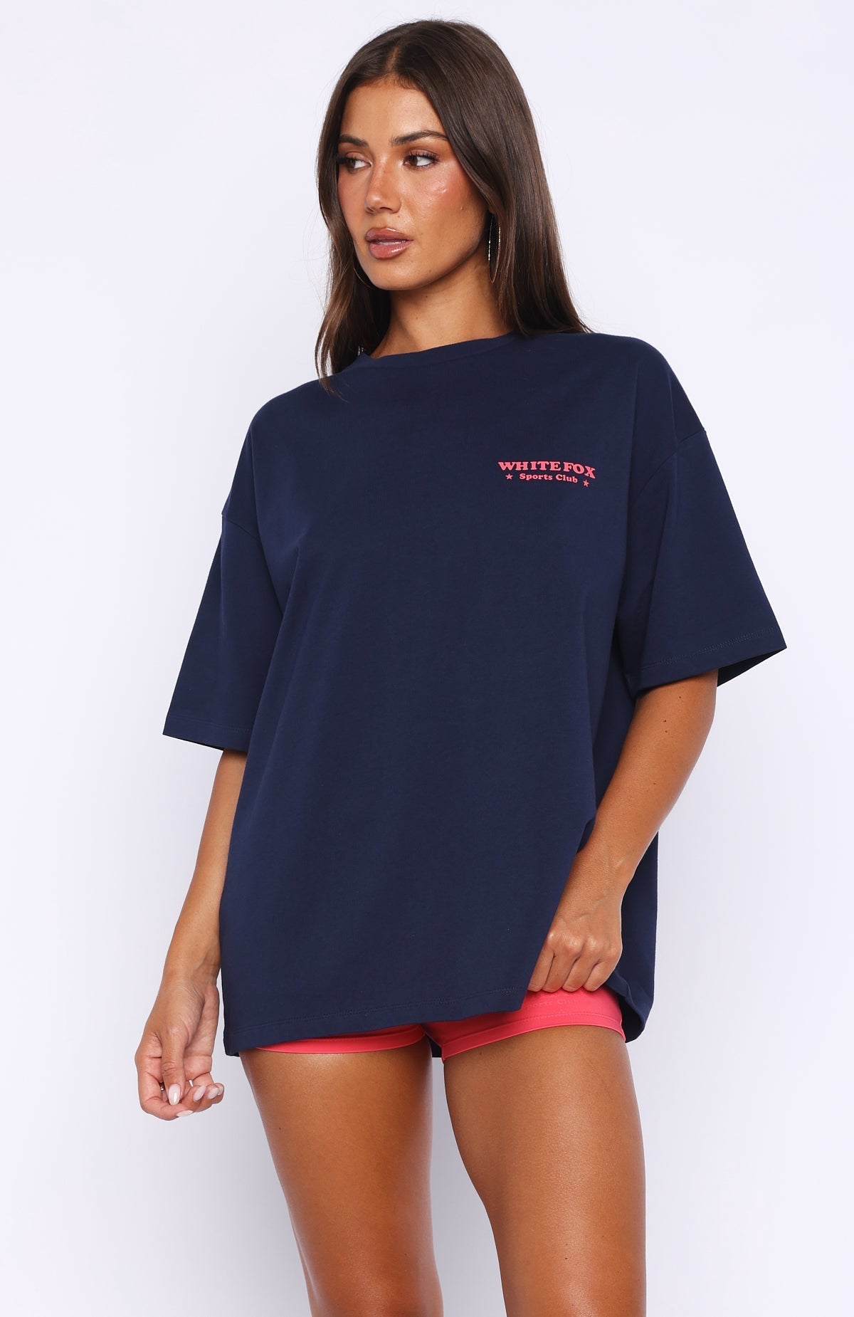 White Fox Outfit Of The Day Oversized Tee Navy