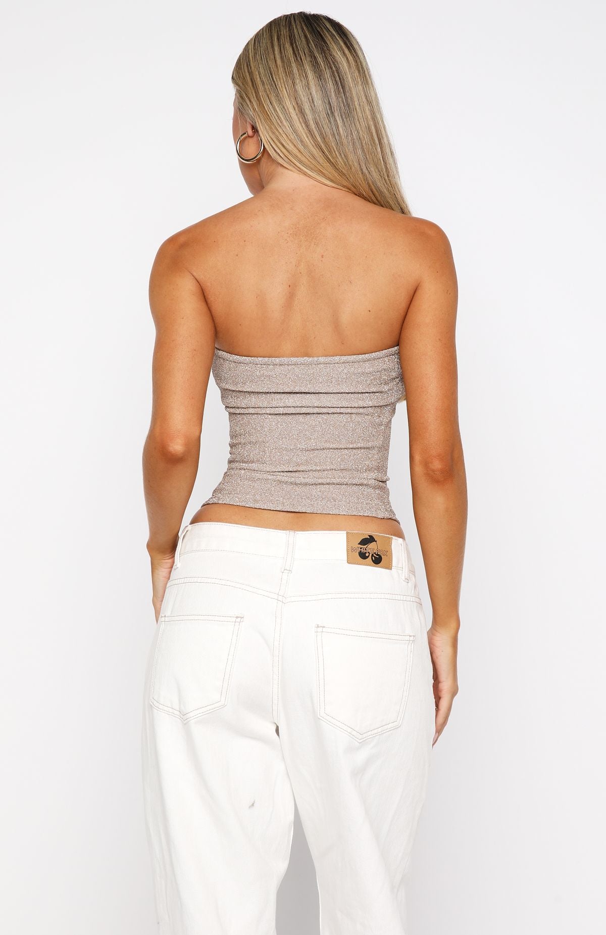 White Fox Passing By You Strapless Top Champagne