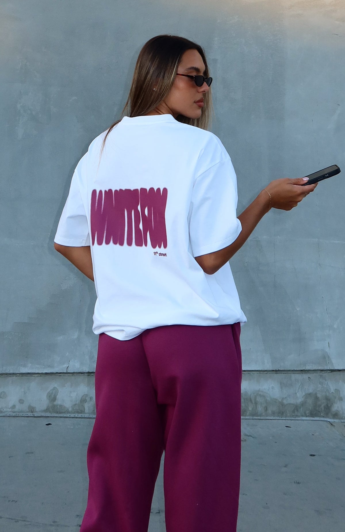 White Fox 11th Street New York Or Nowhere Oversized Tee Berry Blast
