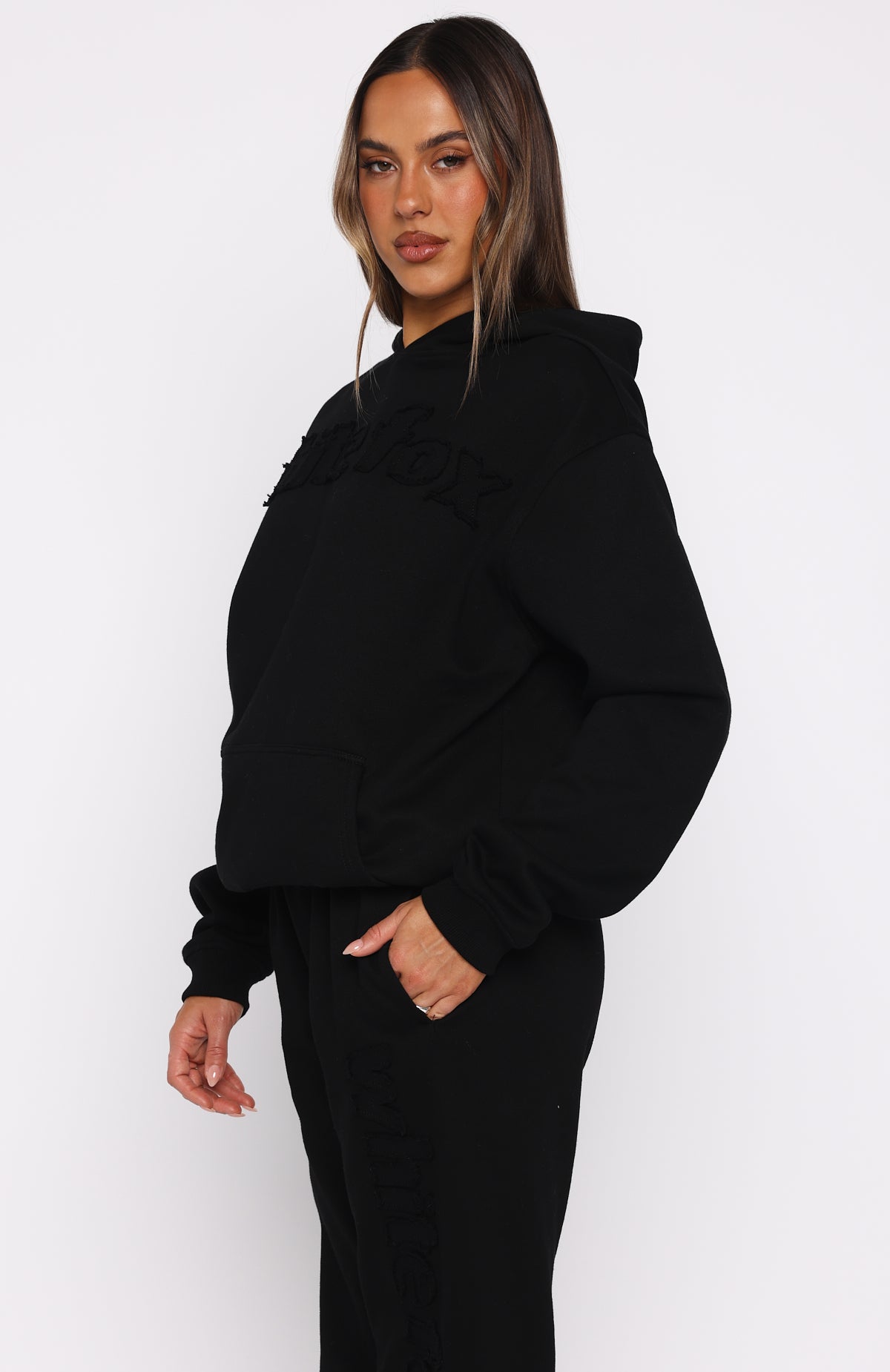 White Fox From The Archives Lexi Oversized Hoodie Black