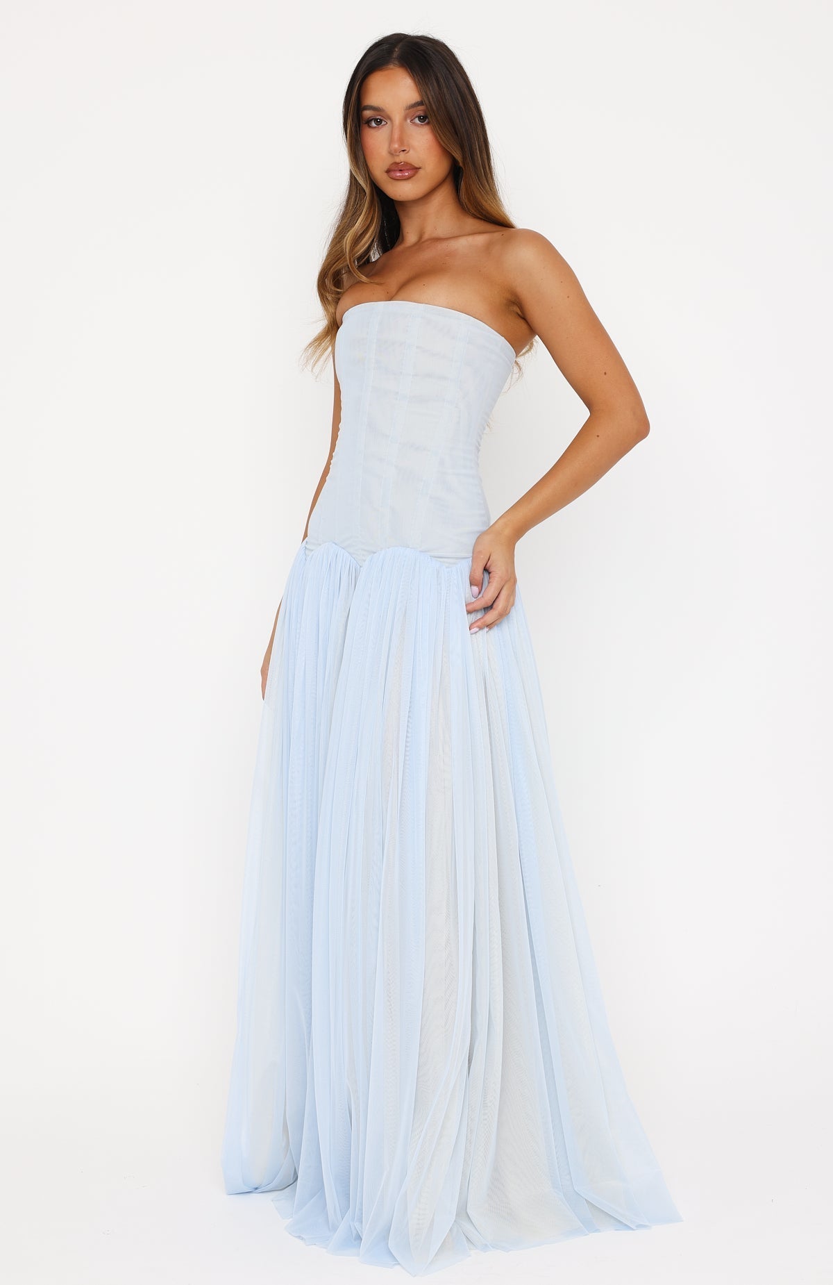 White Fox Magic Muse Maxi Dress Baby Blue