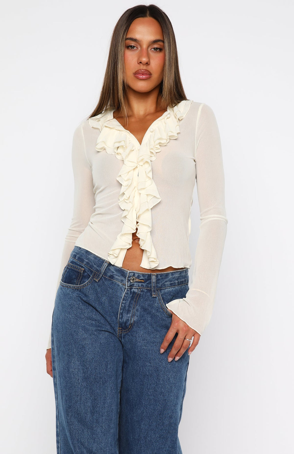 White Fox Just Me Long Sleeve Top Butter