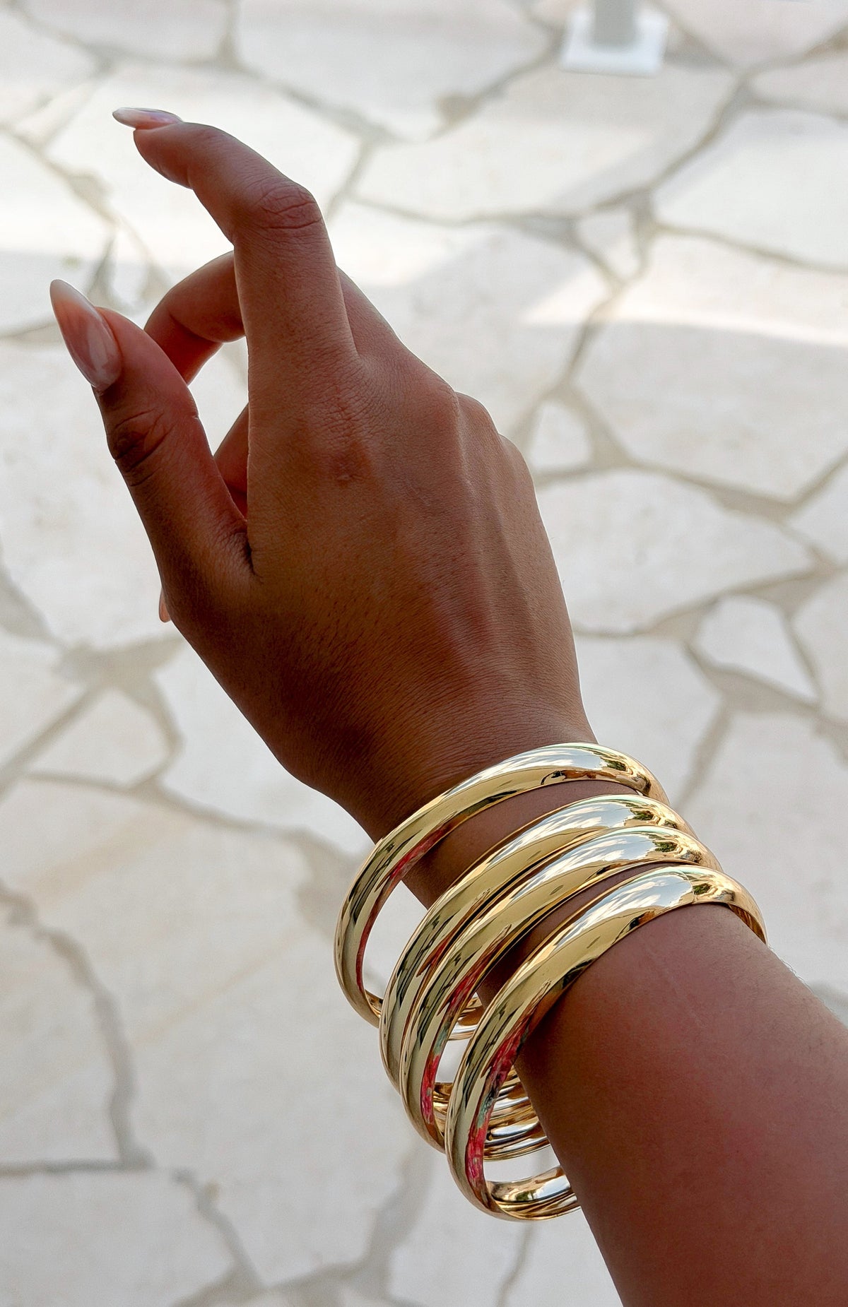 White Fox Wilder Bangle Set Gold