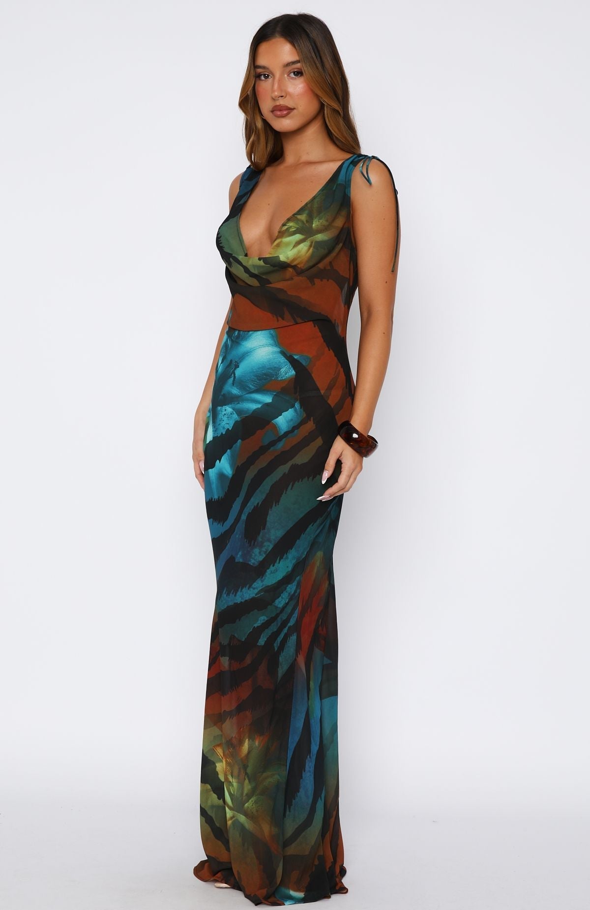 White Fox Amore Maxi Dress Teal Mirage