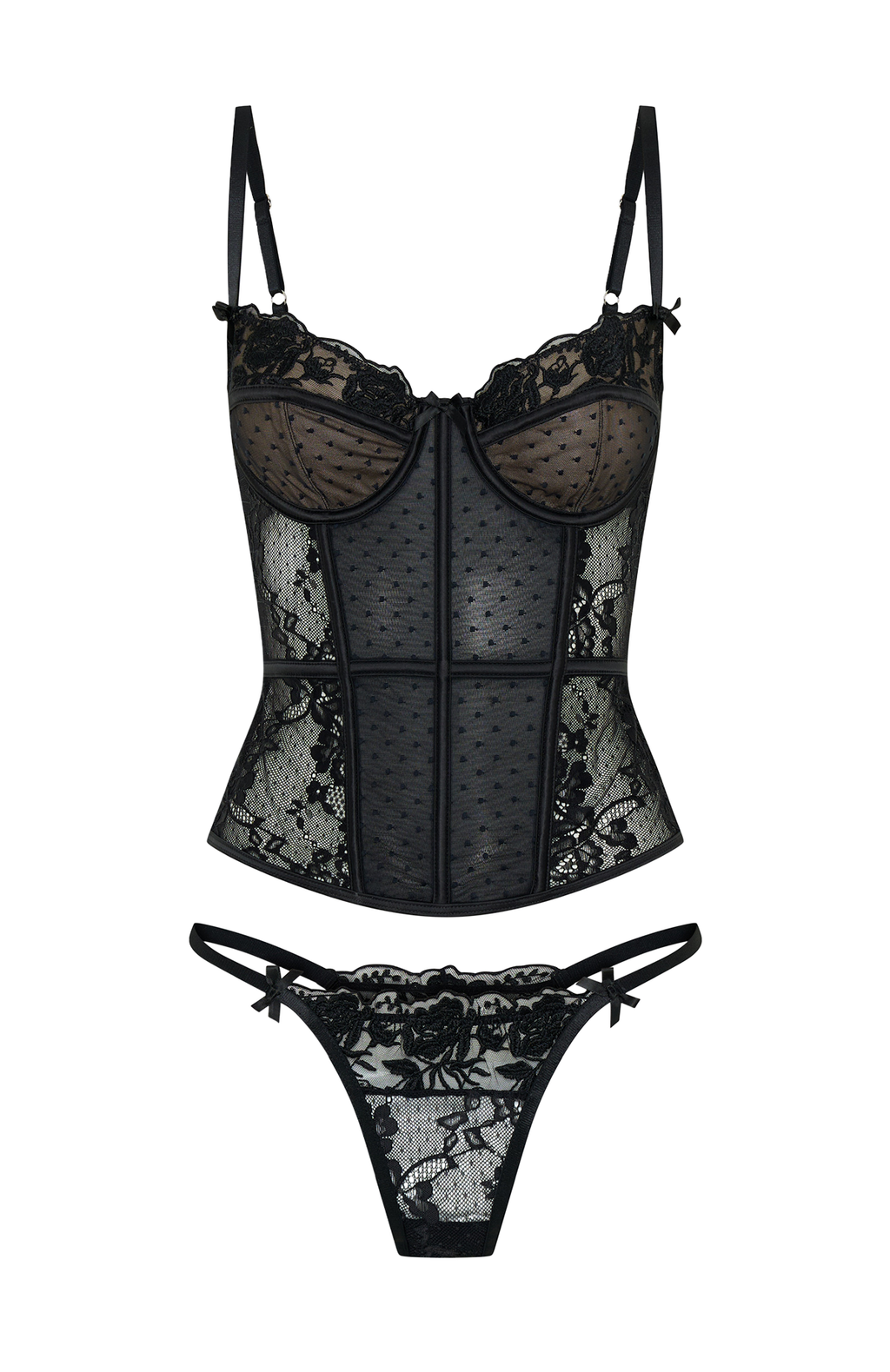 White Fox Cherished Heart Lingerie Set Black
