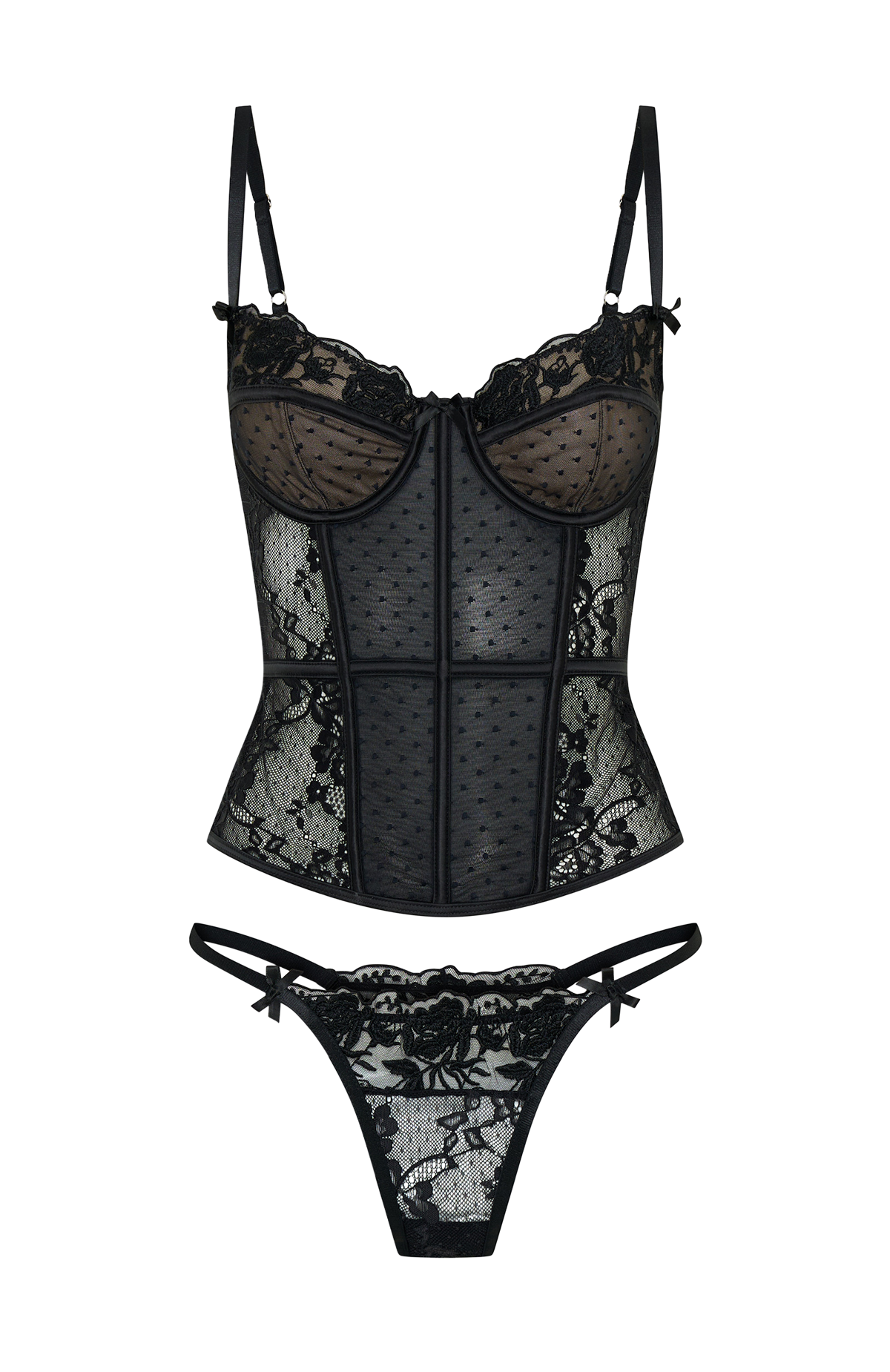 White Fox Cherished Heart Lingerie Set Black