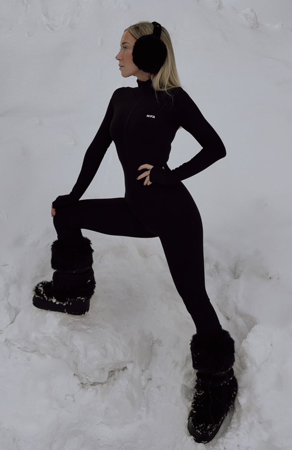 White Fox Exceed Long Sleeve Jumpsuit Black