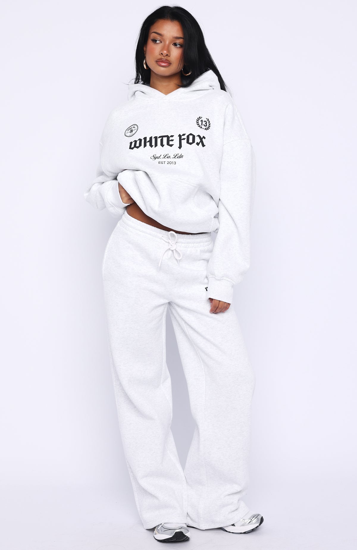 White Fox Vibe Too High Oversized Hoodie Grey Marle