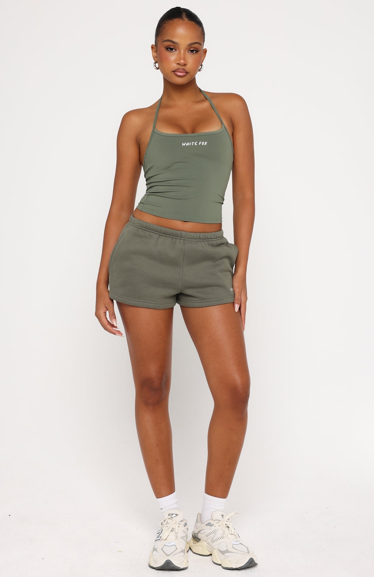 White Fox Test Drive Halter Top Khaki