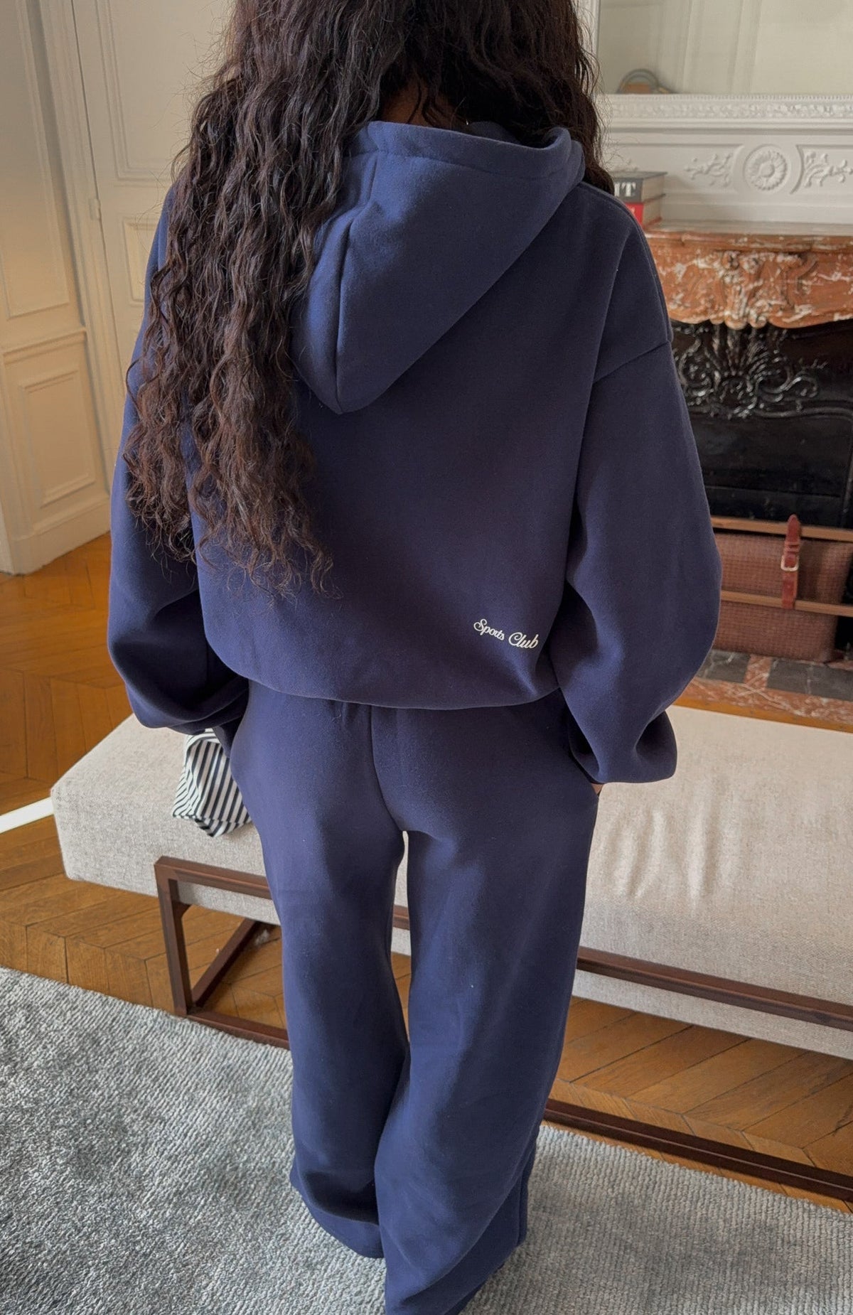 White Fox Club 14 Allie Boxy Zip Front Hoodie Navy