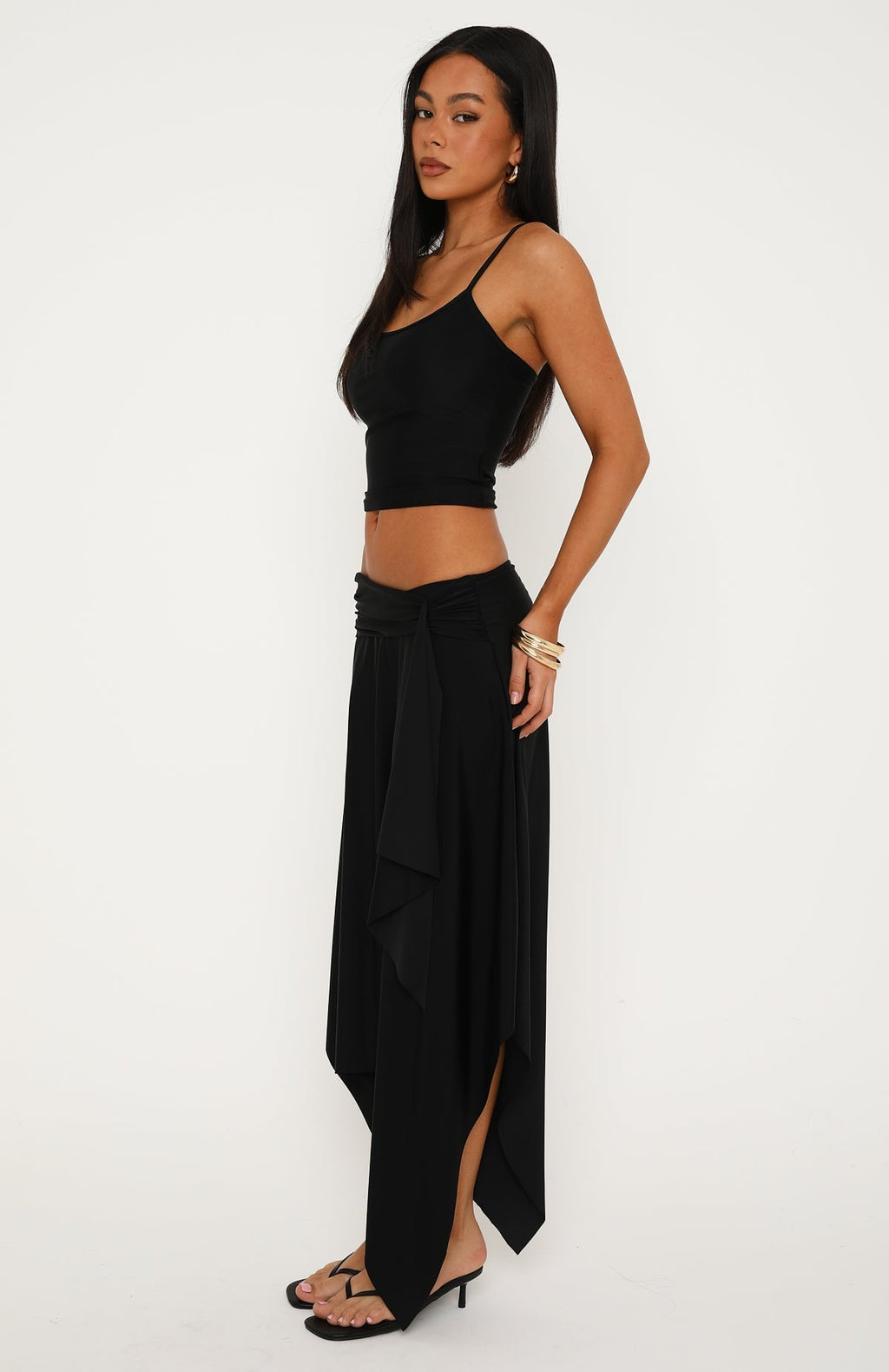 White Fox Free All Night Midi Skirt Black