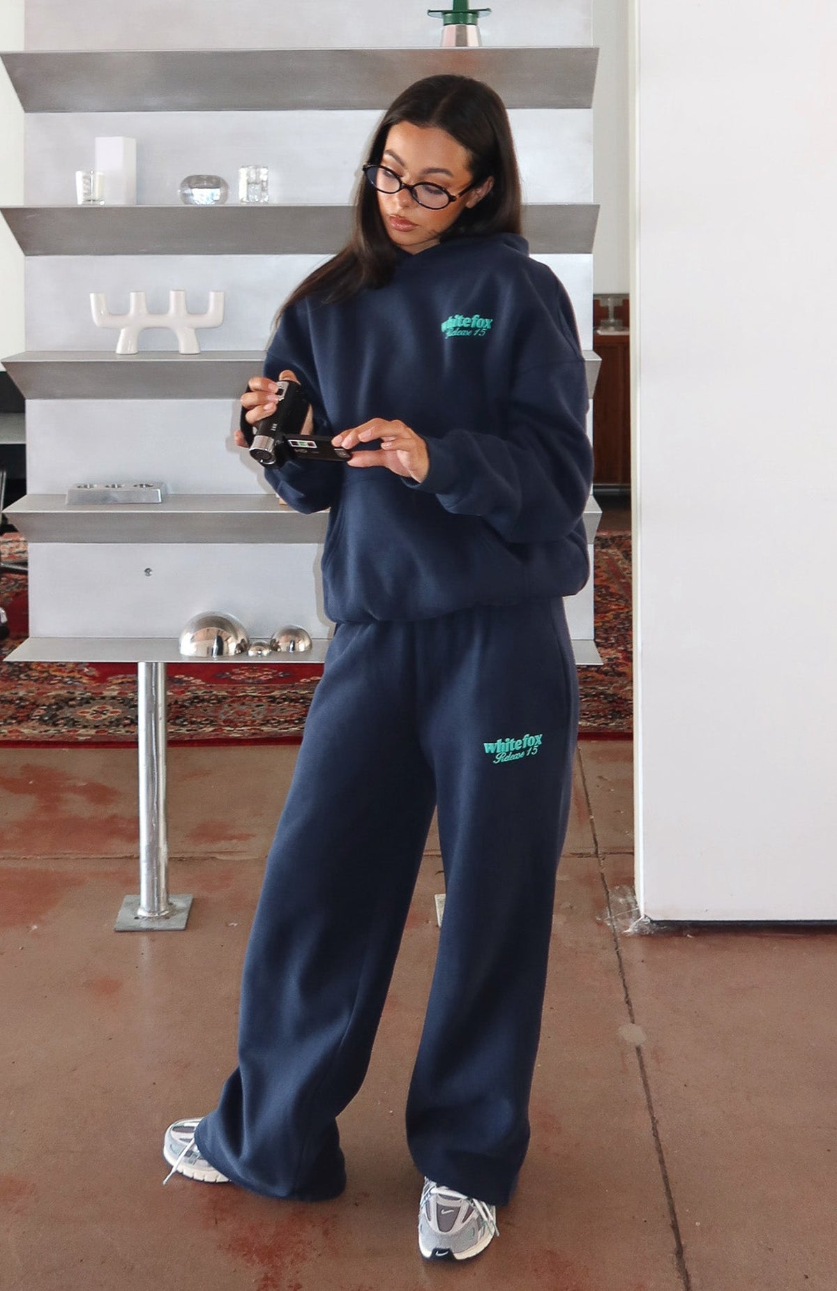 White Fox Release 15 Kiana Wide Leg Sweatpants Navy