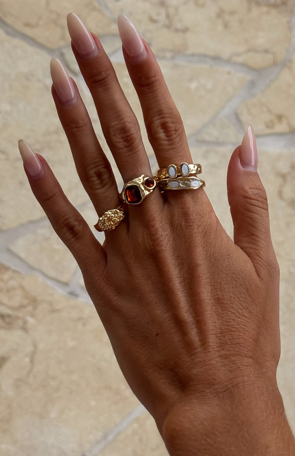 White Fox Tinsley Ring Set Gold
