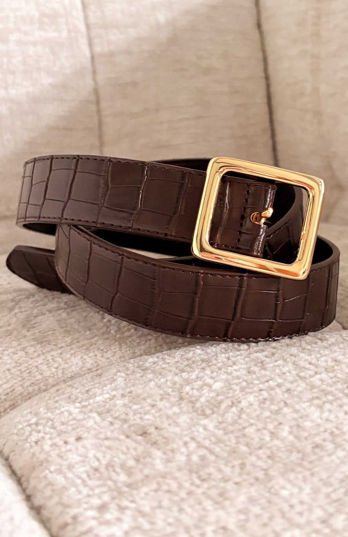 White Fox Elvio Belt Chocolate Croc