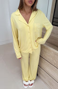 White Fox Pillow Talk Long Sleeve Pyjama Set Lemon
