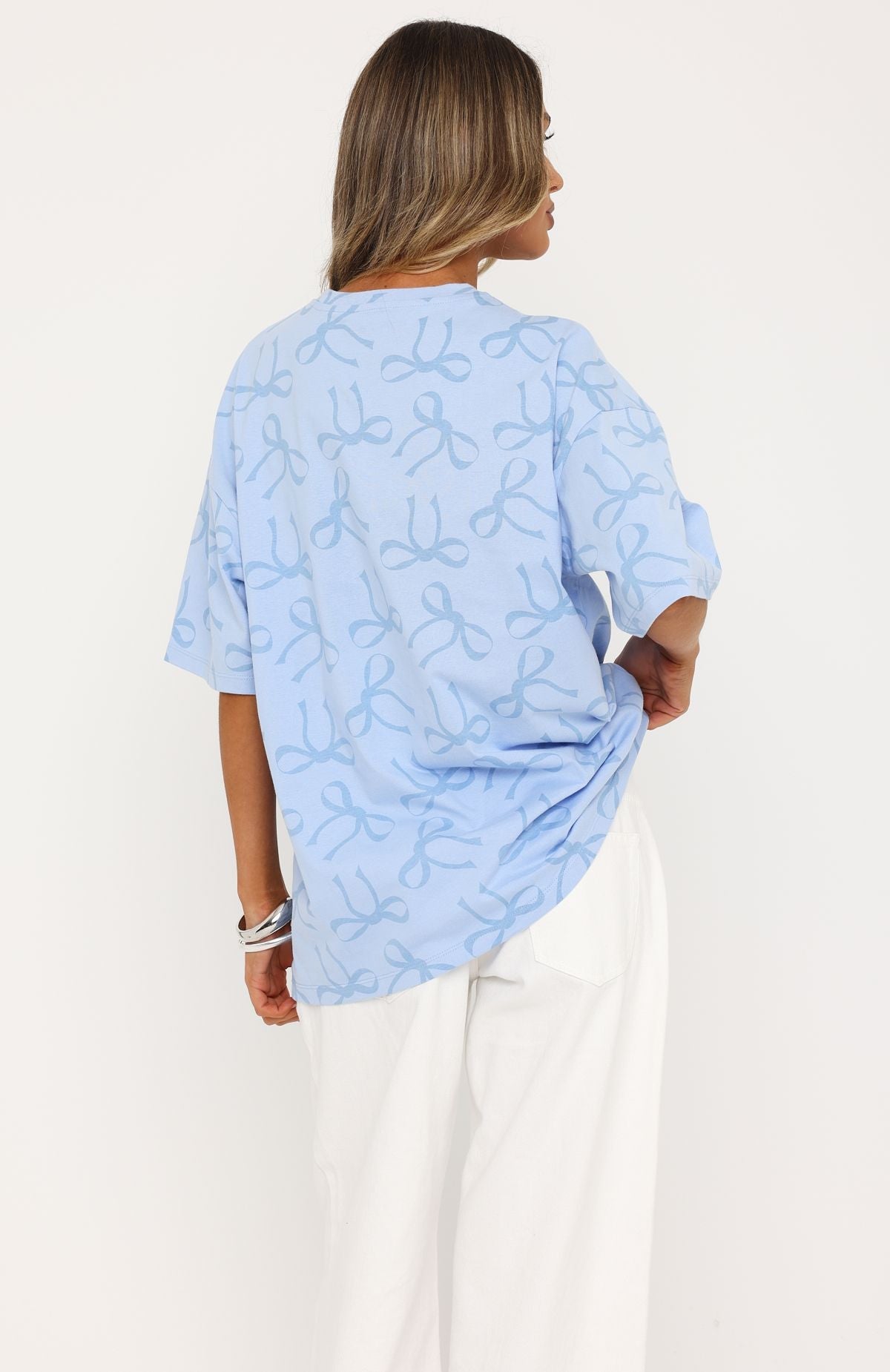 White Fox Vol. 1 Oversized Tee Blue Bow