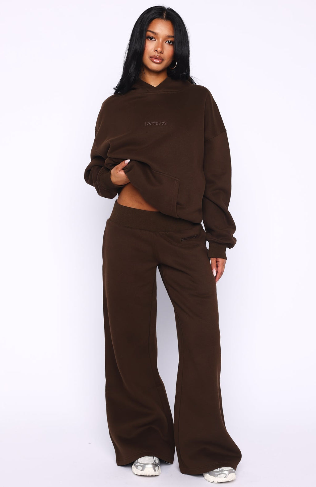 White Fox Come A Long Way Wide Leg Sweatpants Chocolate