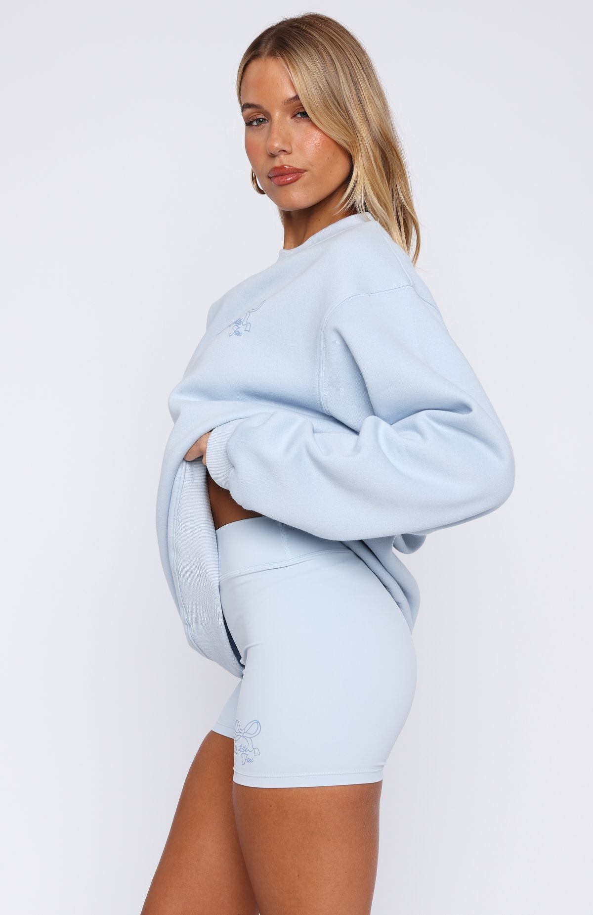 White Fox Love You Forever Bike Shorts Baby Blue