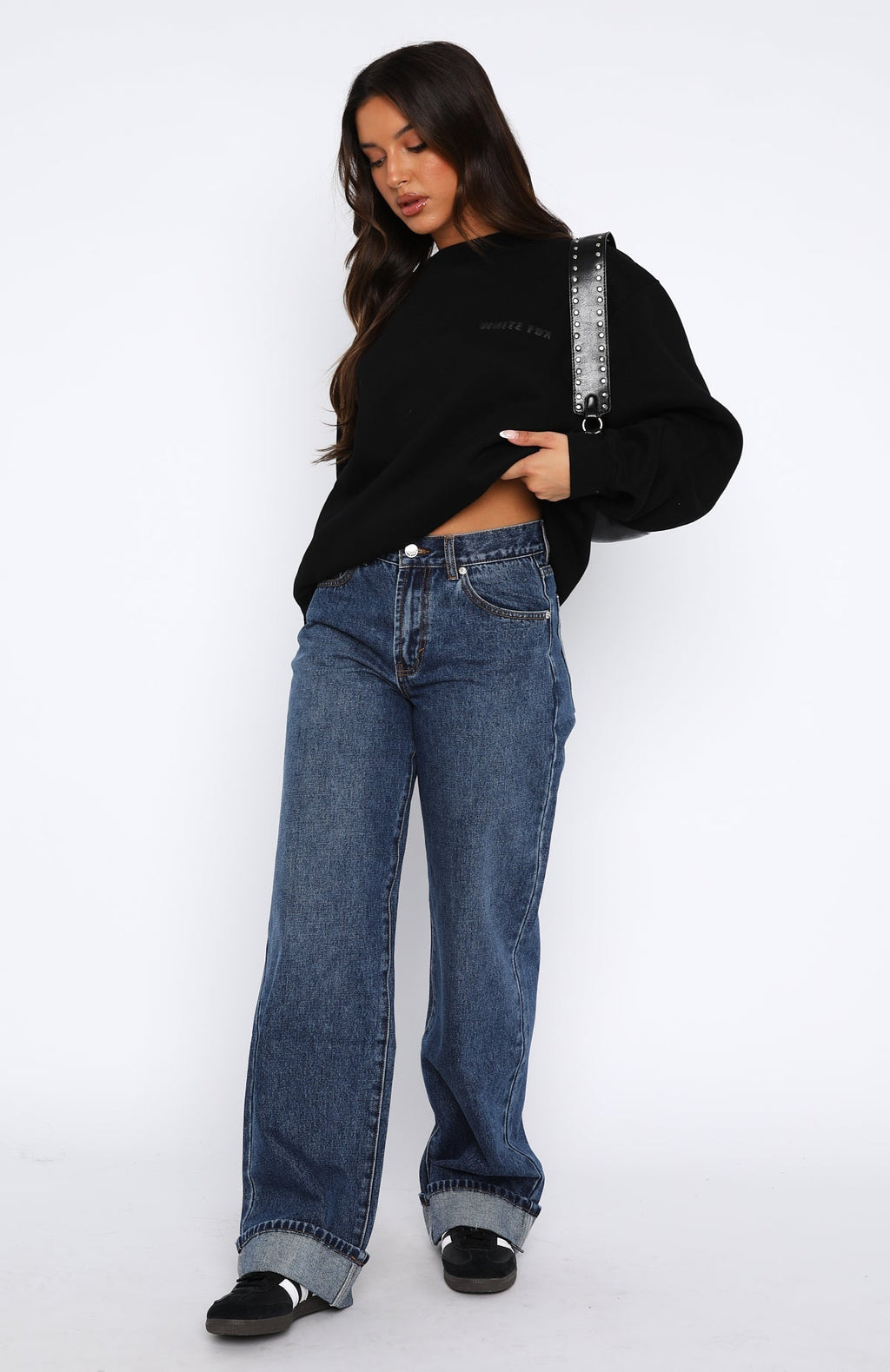 White Fox Always Be Yourself Low Rise Straight Leg Jeans True Blue Wash