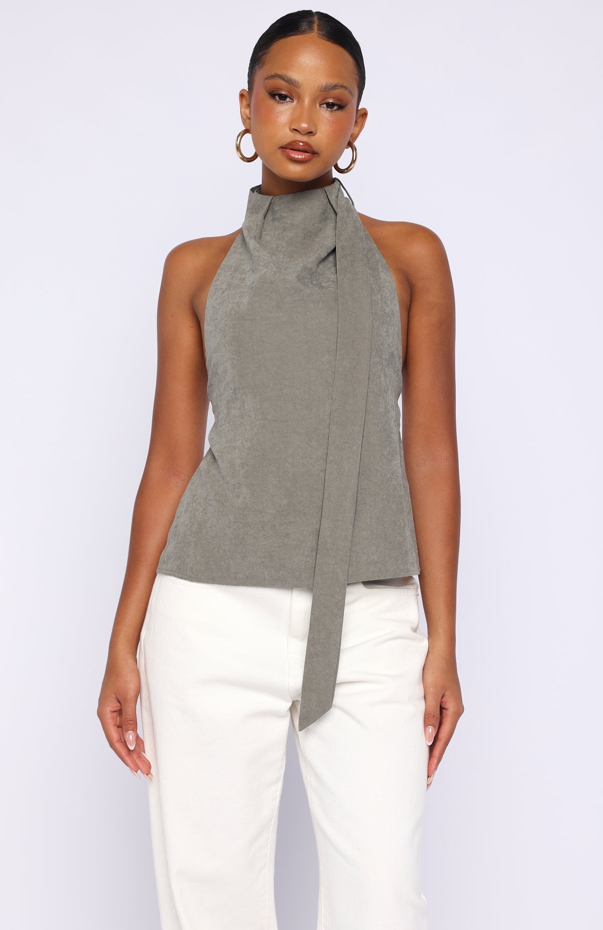 White Fox I'll Always Be Yours Halter Top Petrol