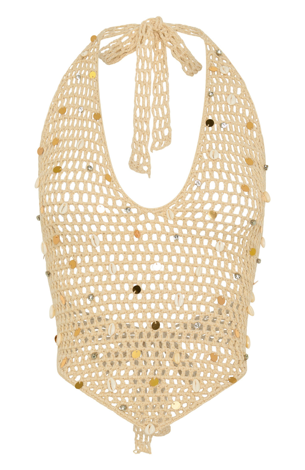 White Fox Dance With You Crochet Top Sand