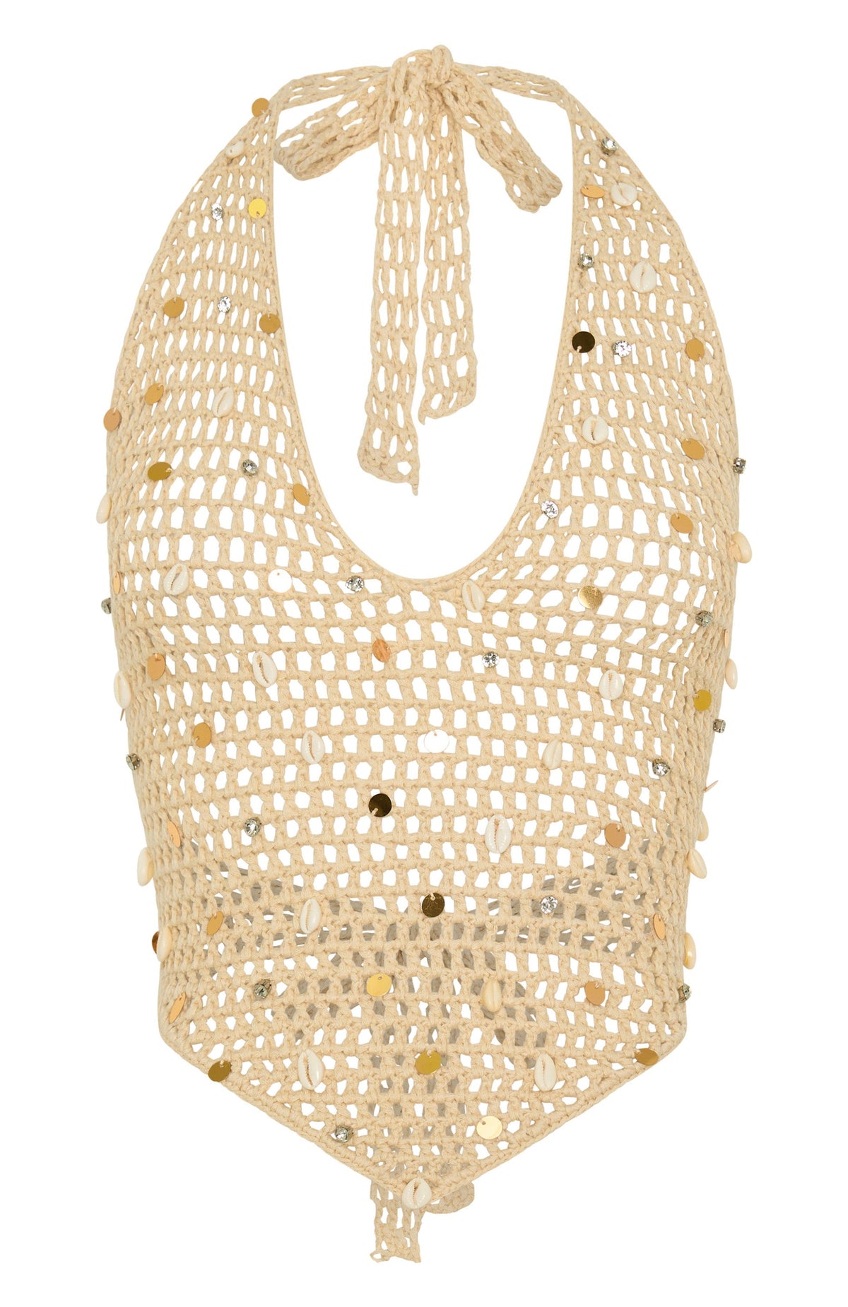 White Fox Dance With You Crochet Top Sand