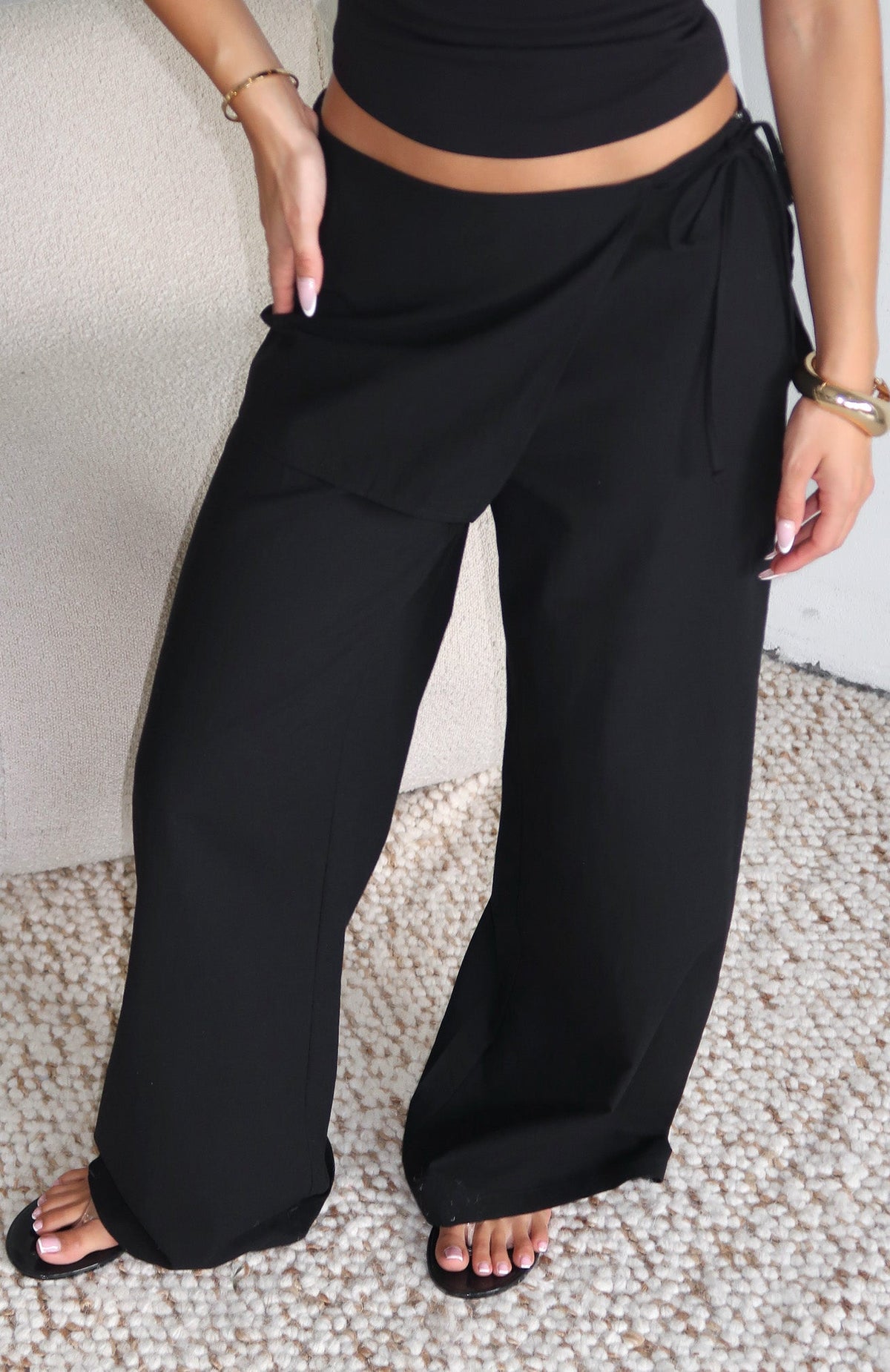 White Fox Off Beat Pants Black