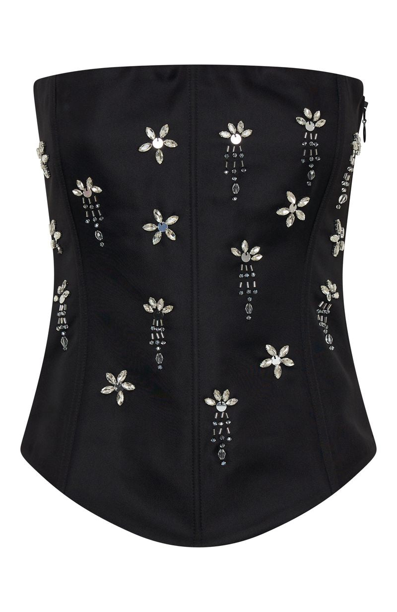 White Fox Damned Heart Embellished Bustier Black
