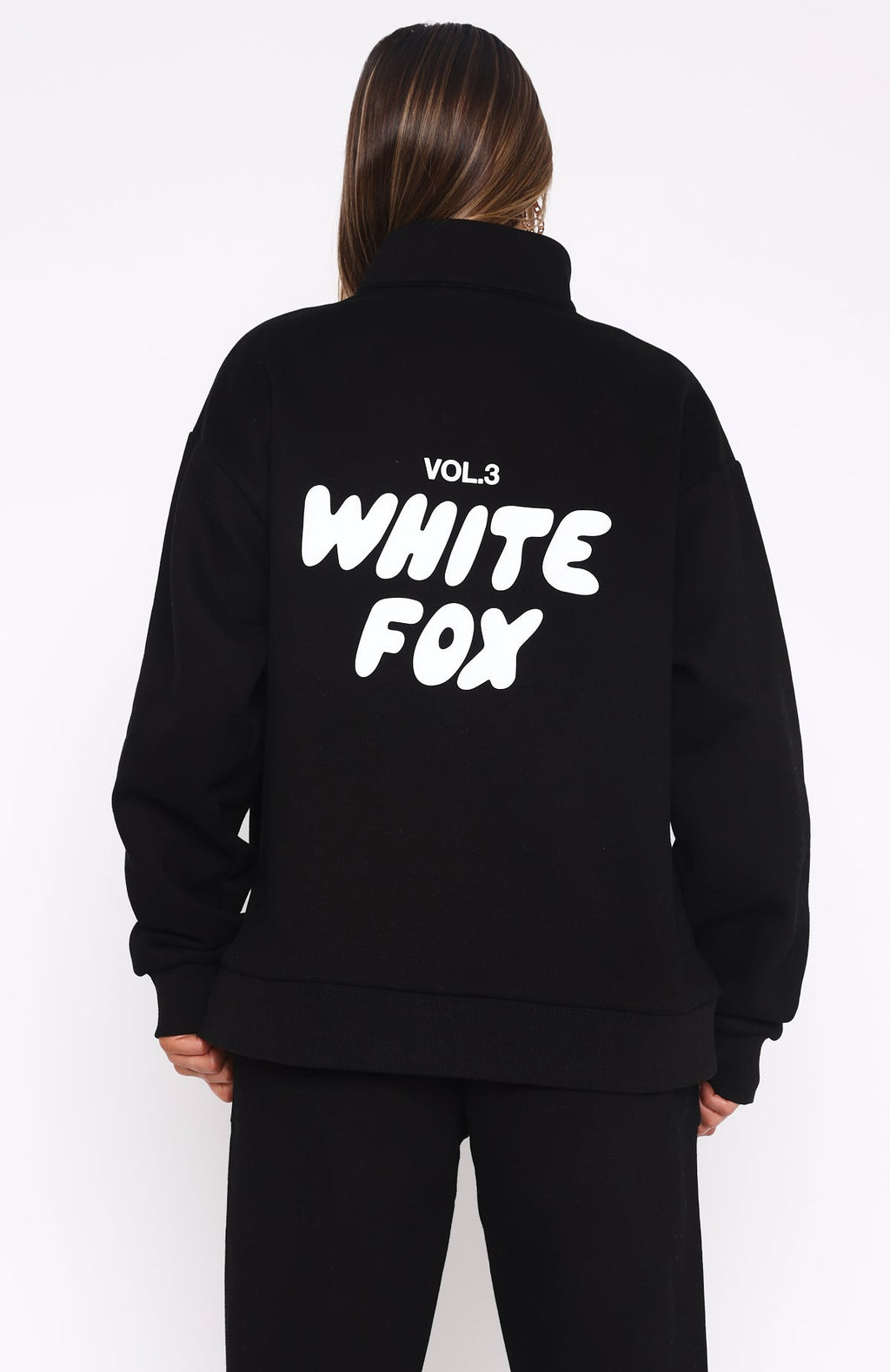 White Fox Offstage Zip Front Sweater Monochrome