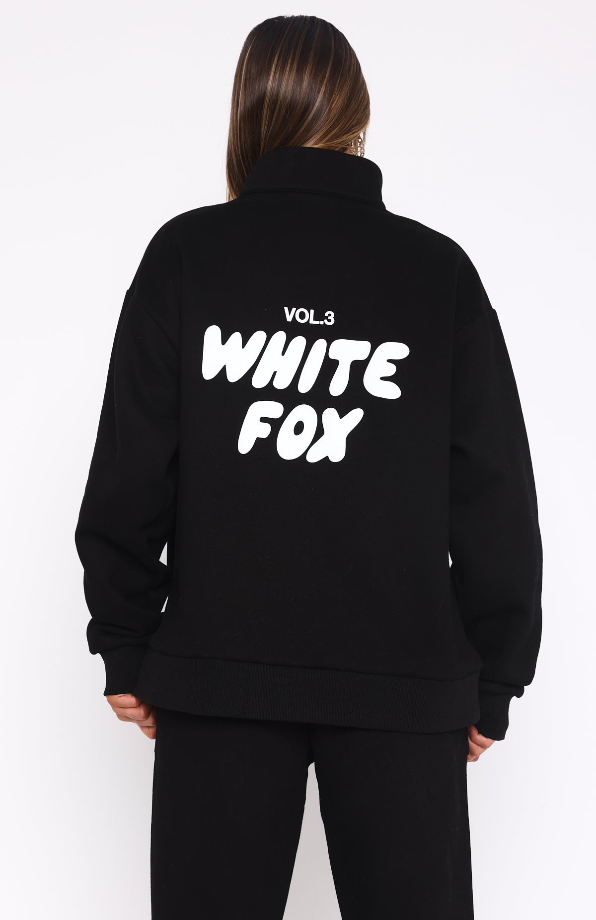 White Fox Offstage Zip Front Sweater Monochrome