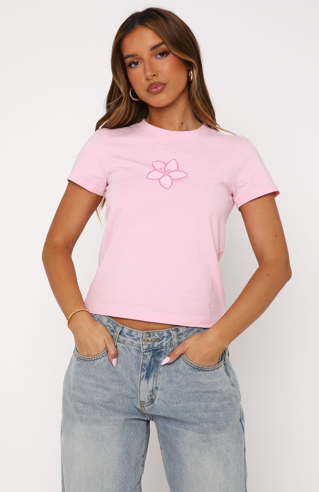 White Fox New Moment Relaxed Baby Tee Pink