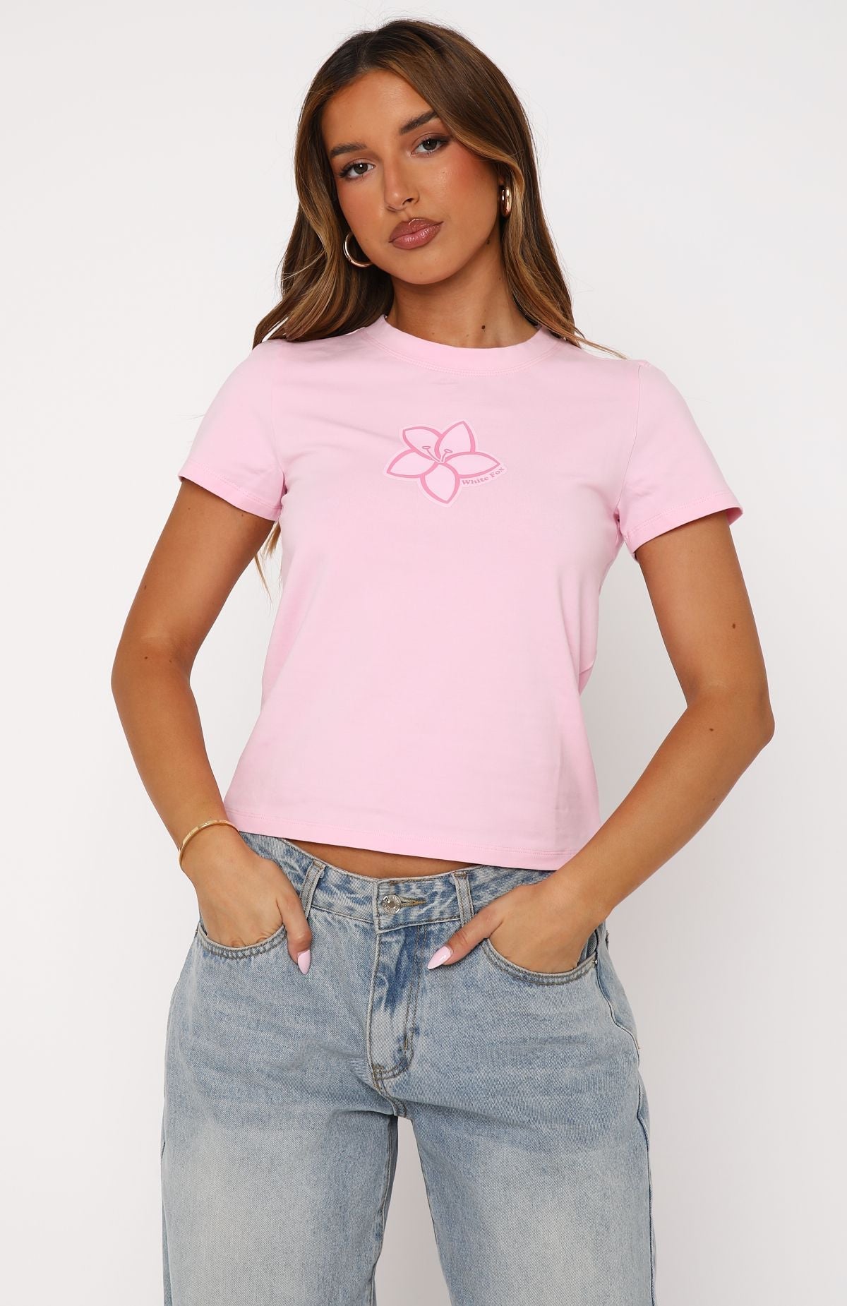 White Fox New Moment Relaxed Baby Tee Pink