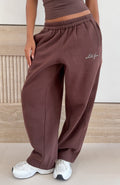 White Fox Know What You Want Barrel Leg Sweatpants Chocolate