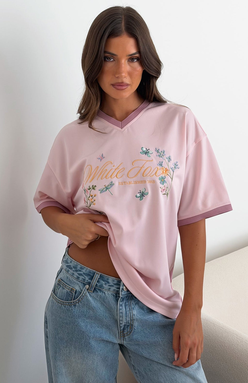 White Fox She's Out Of My League Oversized Jersey Pink