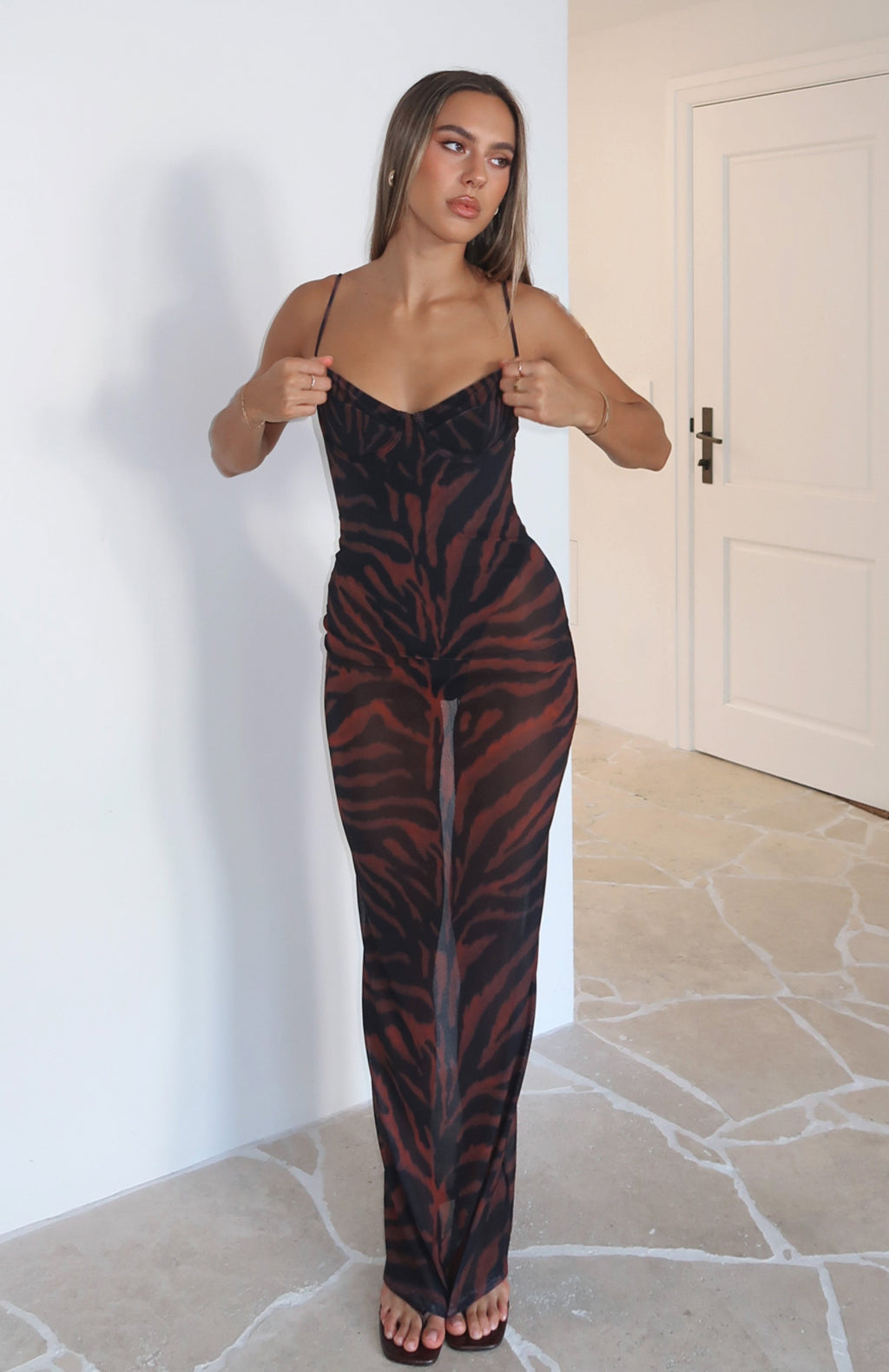 White Fox Dream Of Me Maxi Dress Amber Zebra