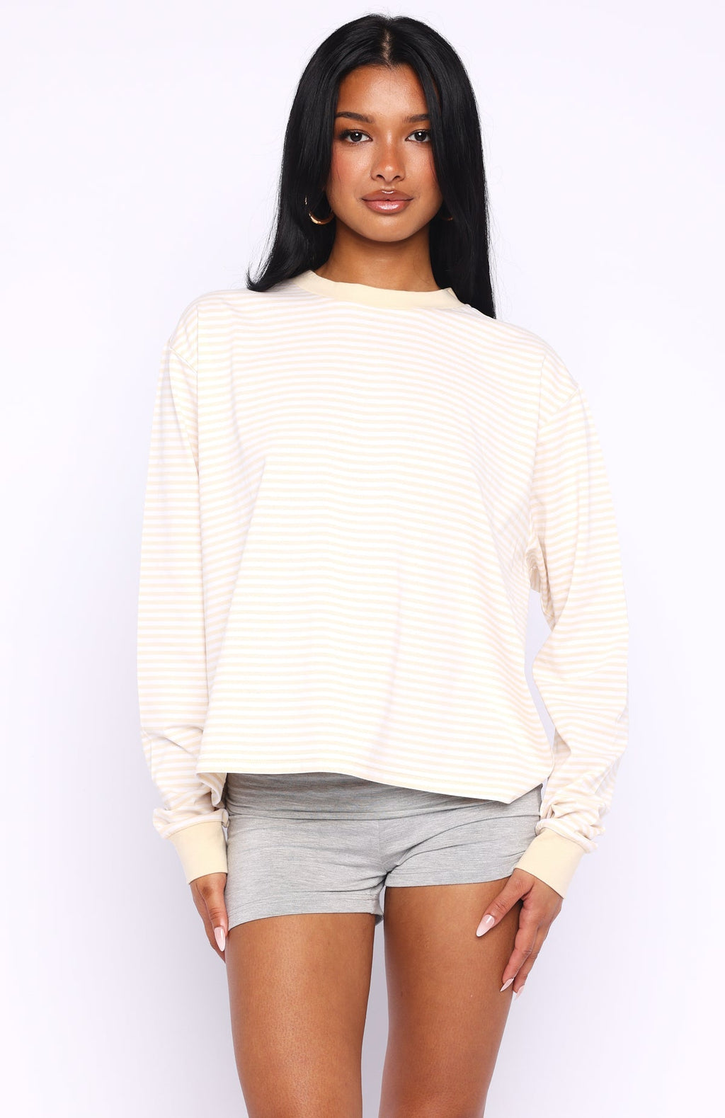 White Fox Touchdown Long Sleeve Tee Lemon Stripe