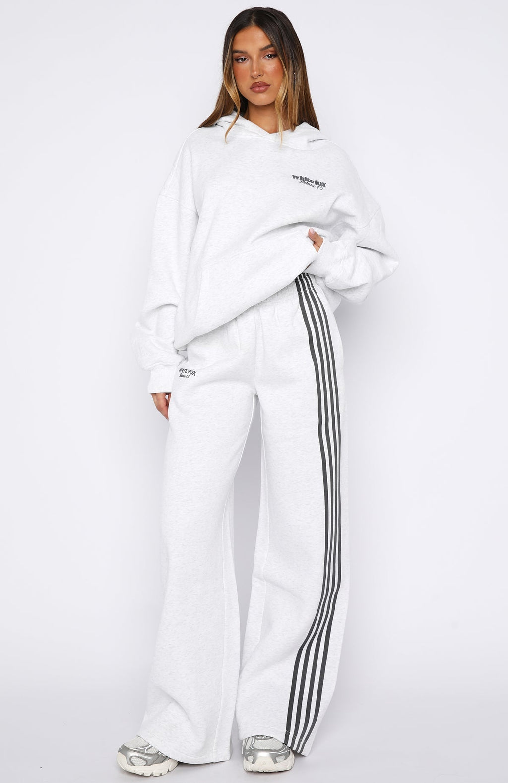 White Fox Release 15 Asalia Wide Leg Sweatpants Grey Marle