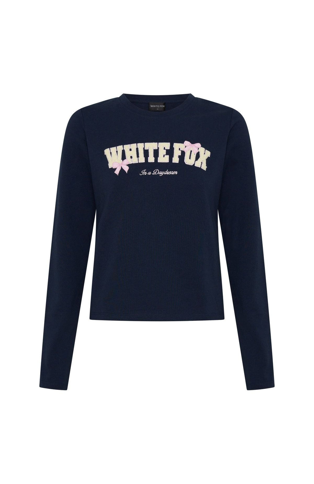 White Fox Daydreamers Madeline Long Sleeve Baby Tee Navy