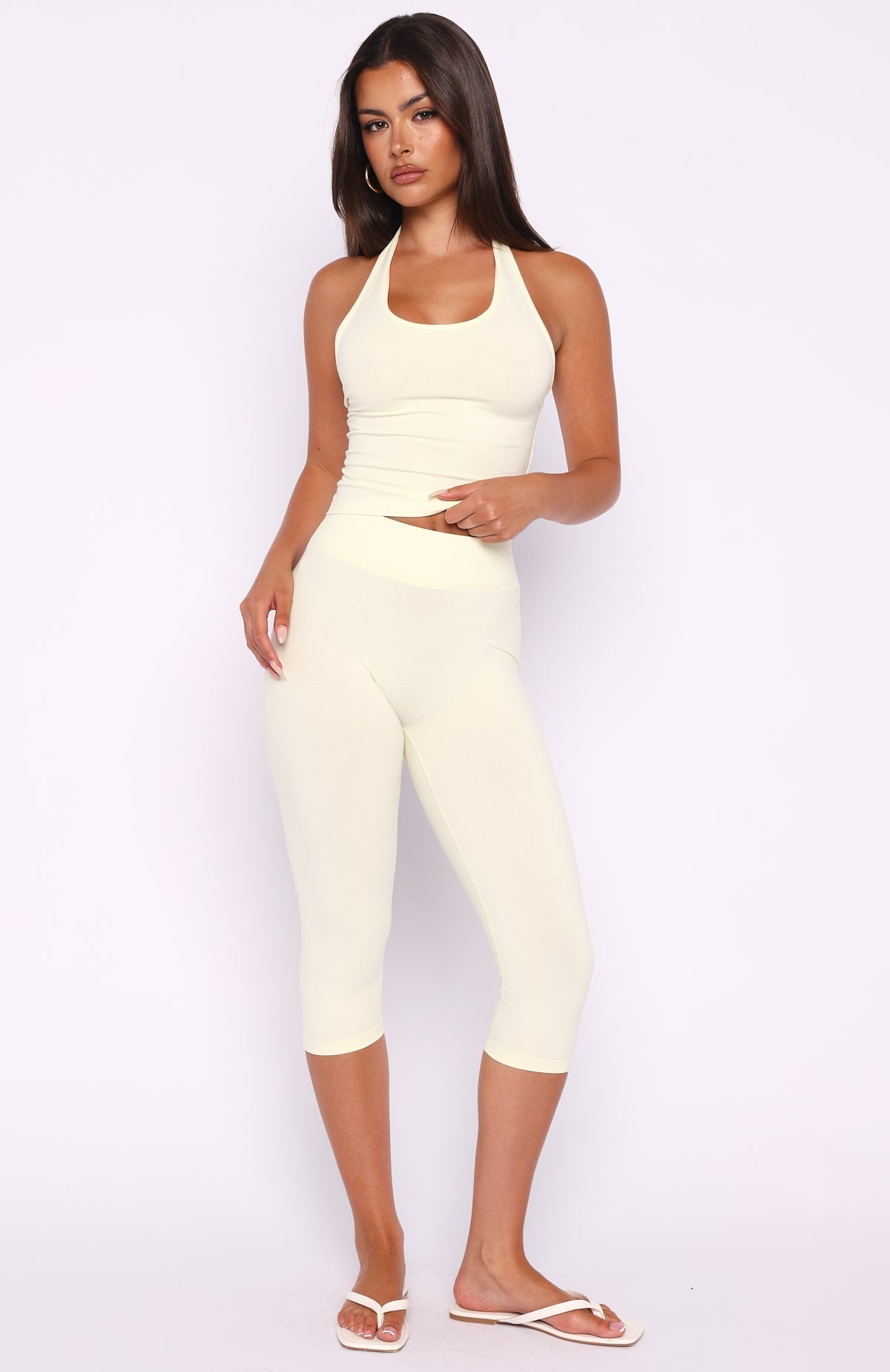 White Fox Focus On The Good Capri Pants Lemon