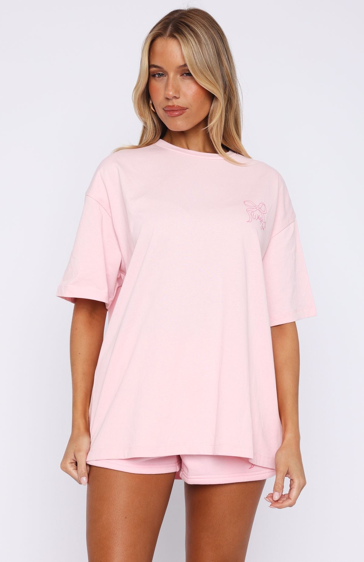 White Fox Love You Forever Oversized Tee Pink