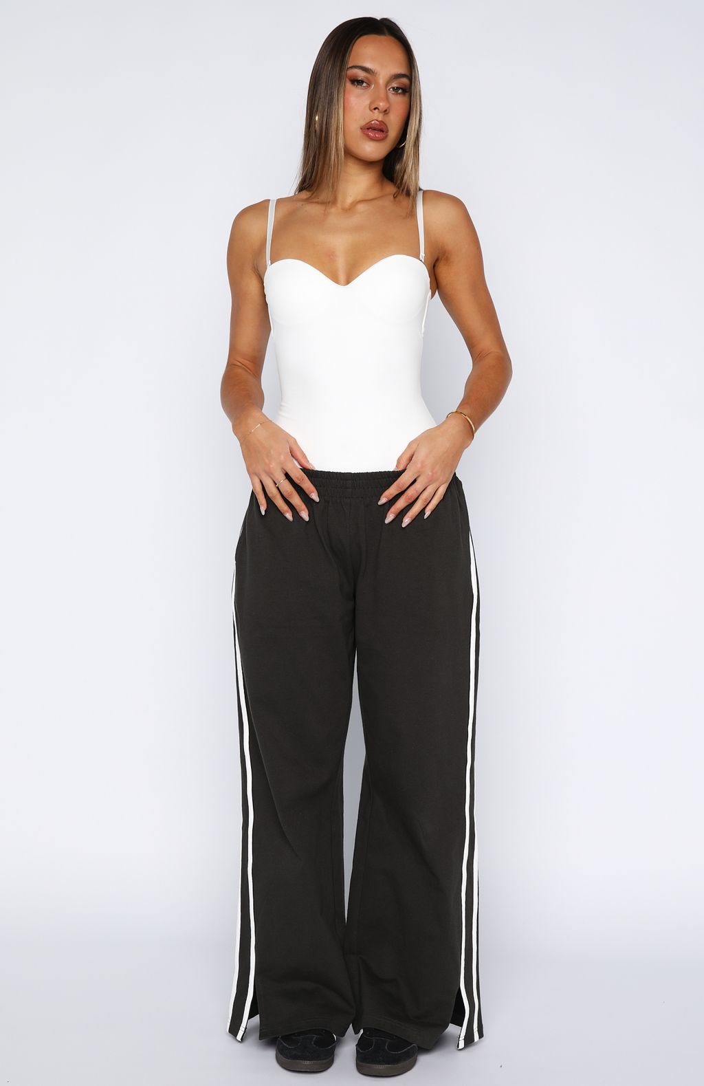 White Fox Make Me Promises Pants Charcoal