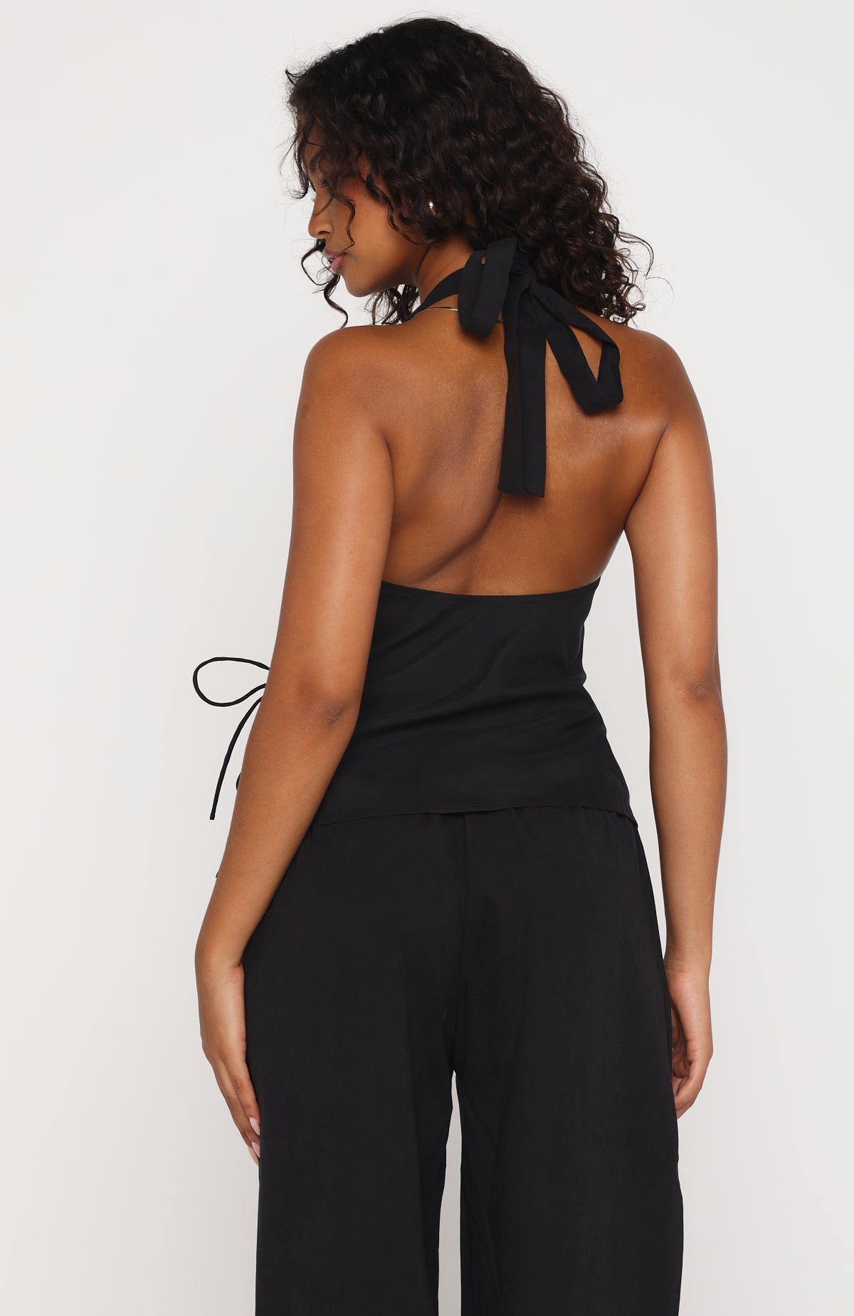 White Fox Mystic Mist Halter Top Black